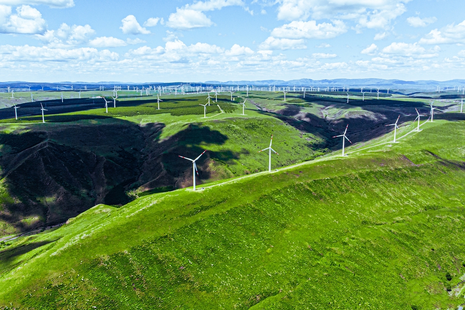风车把大山扎的跟针灸似的，听说这玩意弊端不少，水土流失还吓跑小动物... ...